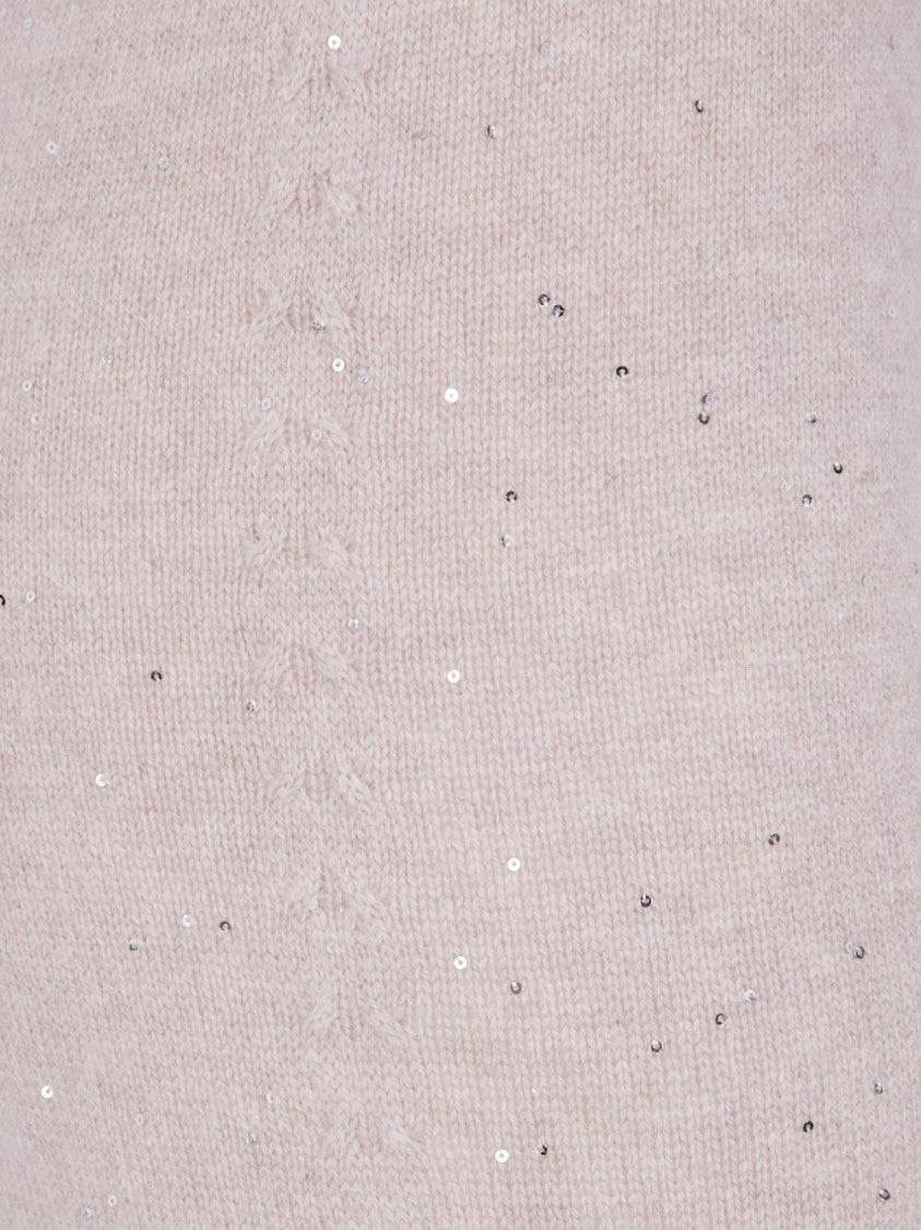 Dexterior Beige Wide-Leg Trousers With Cable Knit Detailing