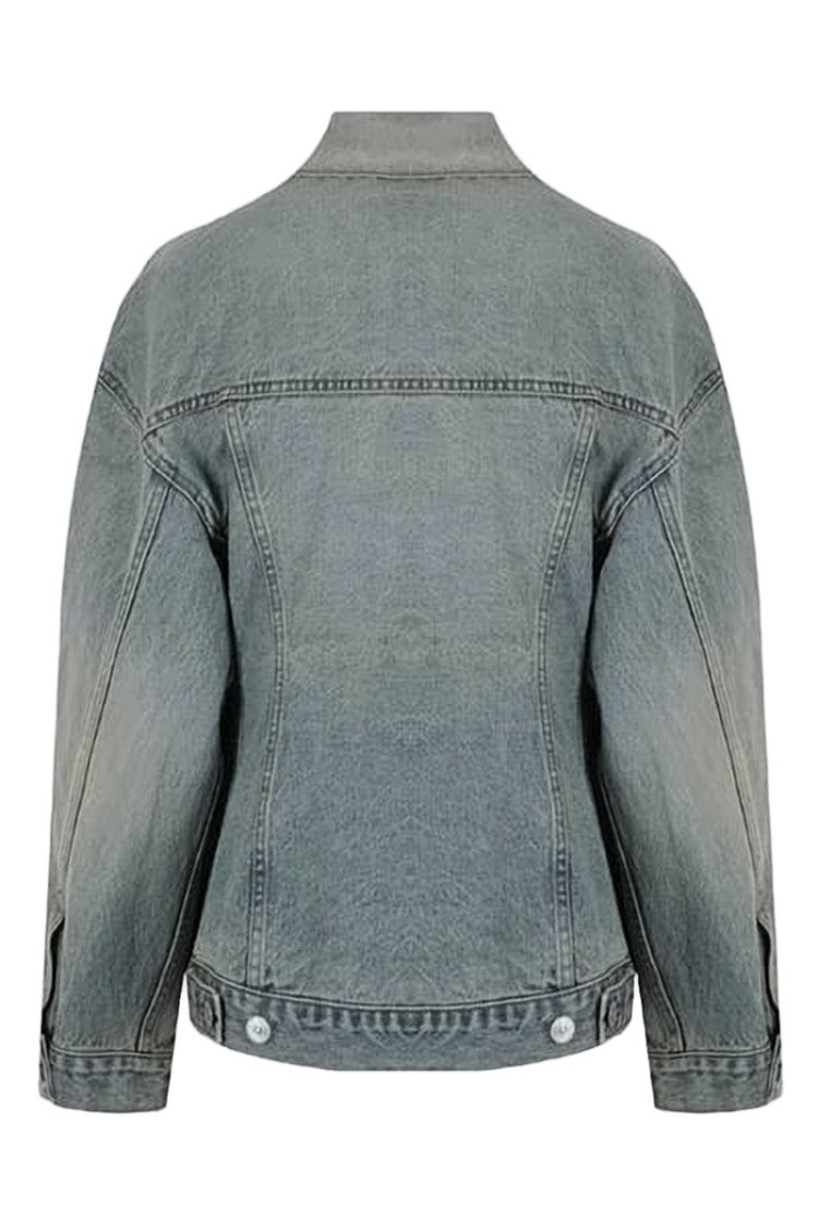 Balenciaga Fitted Blue Denim Jacket With Button-Up Front