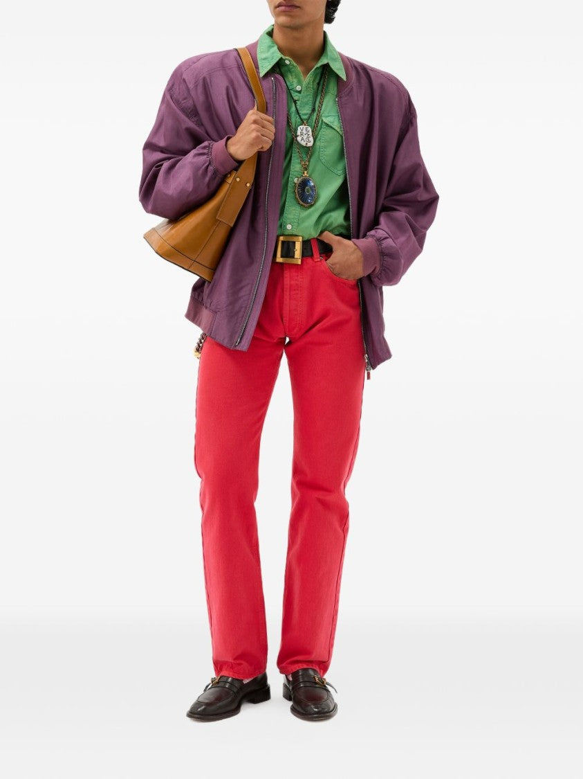 Versace Red Cotton Denim Medusa Jeans