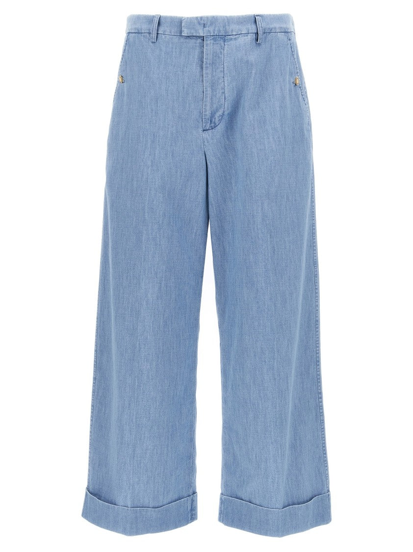 Valentino Garavani High-Waisted Turn-Up Jeans With Wide Leg Design