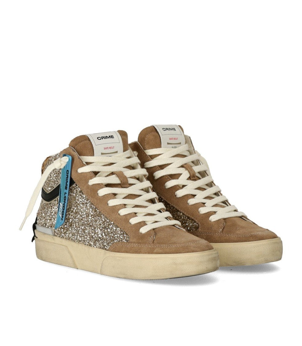 Crime London Sk8 Recut High Beige Sneaker