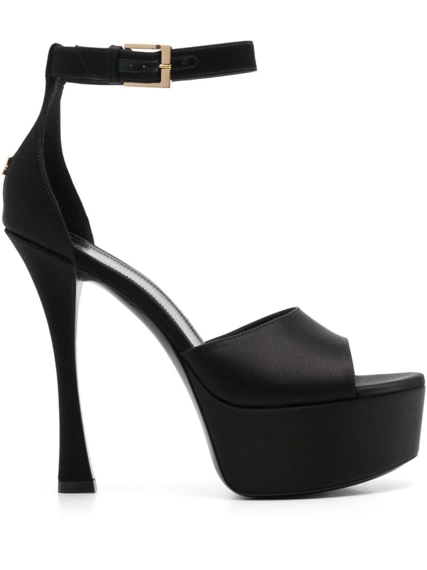Givenchy Black Platform Sandals With Liquid Viscose-Silk Blend