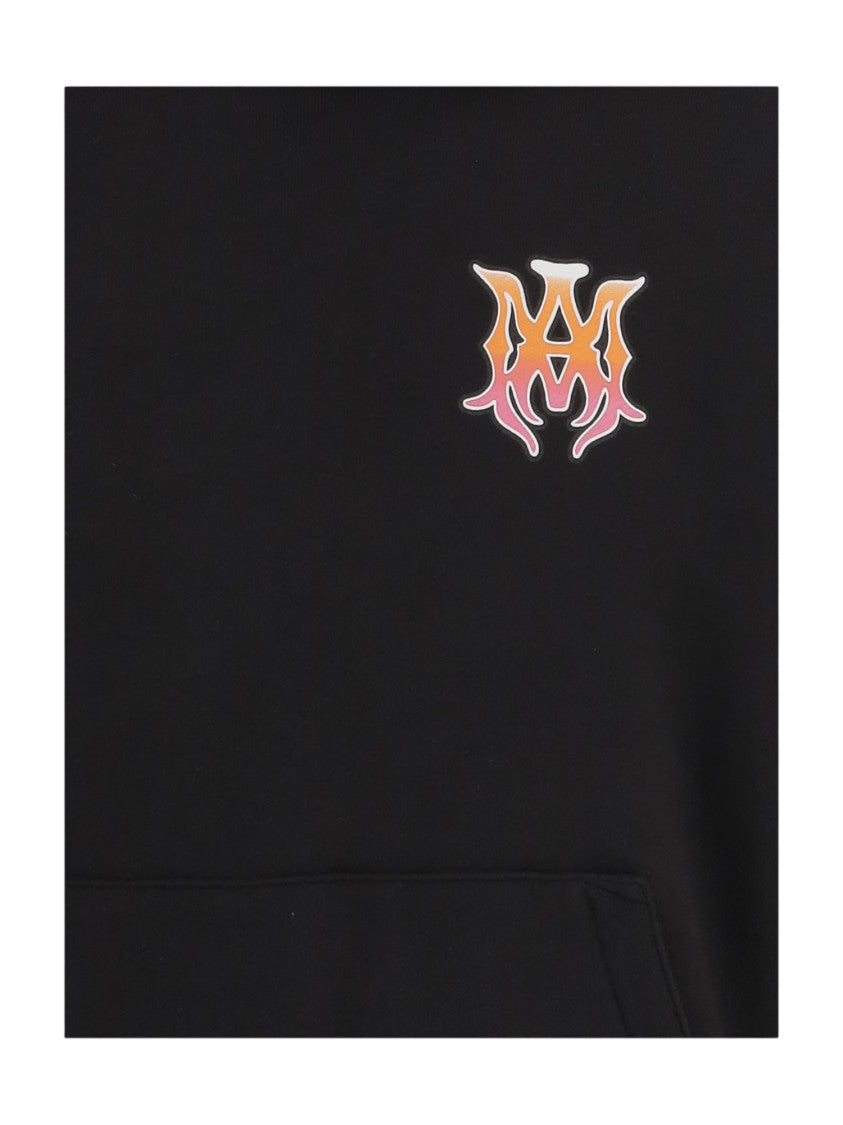 Amiri Black Cotton Hoodie With Bold Logo Details