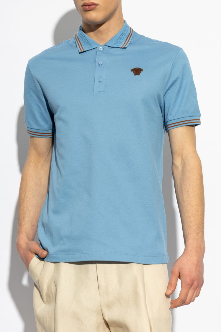 Versace Classic Blue Cotton Polo Shirt