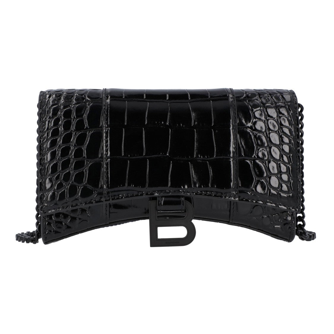 Balenciaga Hourglass Wallet On Chain Crocodile Embossed