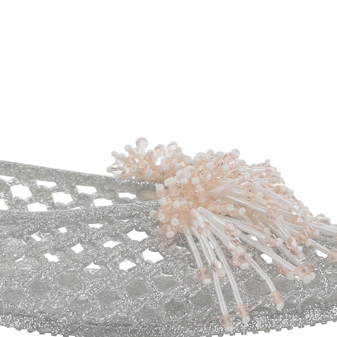 Heavenly Jelly Transparent Mesh Ballerina Flats With Beaded Embellishments