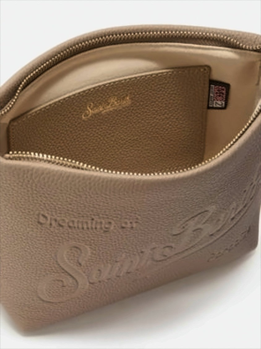 Mc2 Saint Barth Structured Brown Textured Leather Shoulder Bag