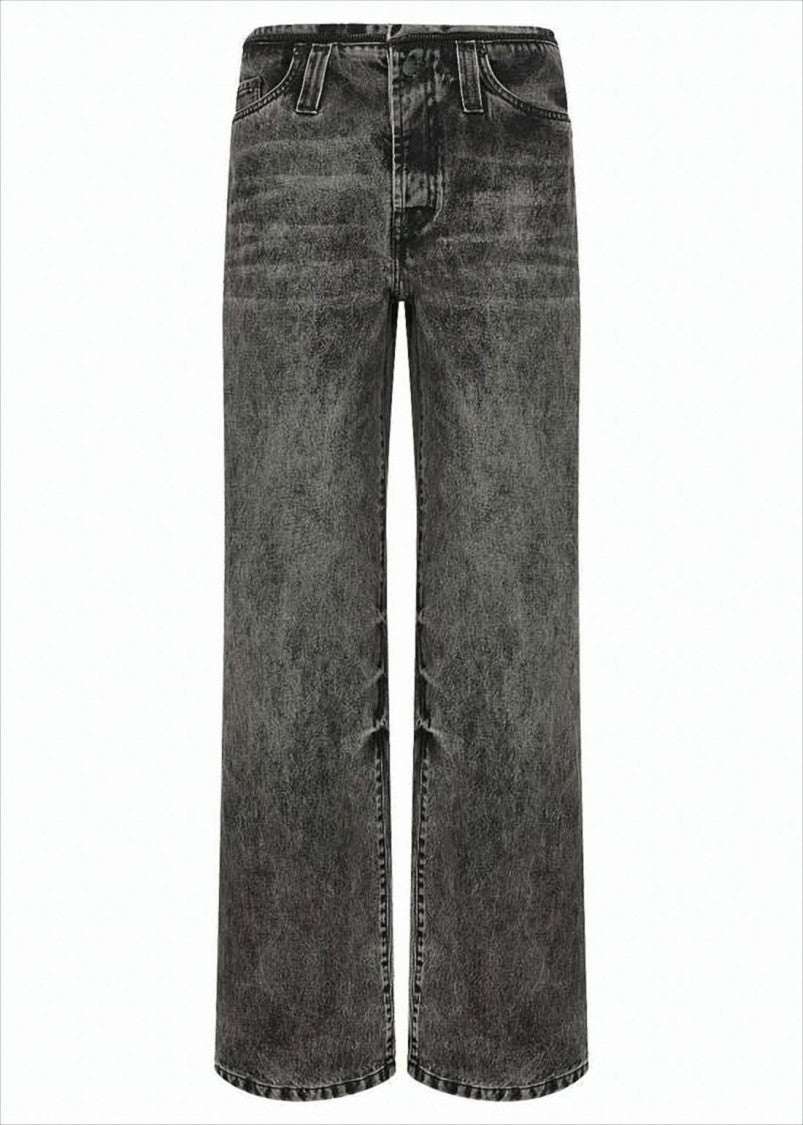 032C Wide-Leg Washed Black Denim Pants