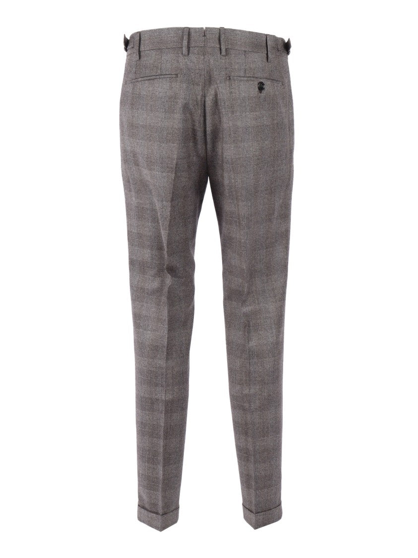 Berwich Tailored Grey Trousers With Checkered Pattern