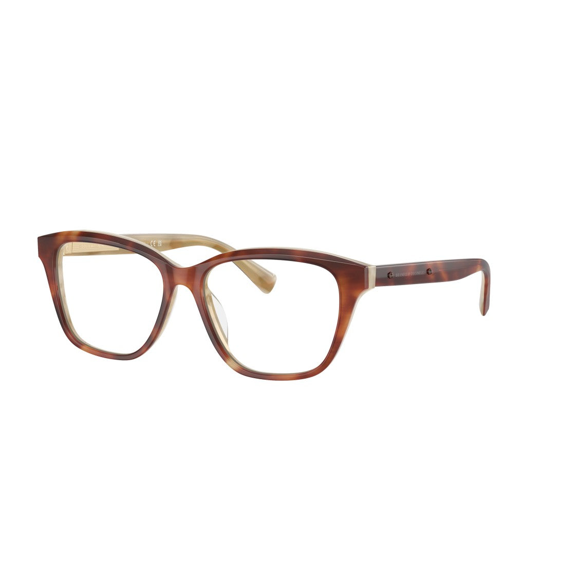 Brunello Cucinelli 0Bc3004 Translucent Beige Cat-Eye Sunglasses With Tortoiseshell Arms