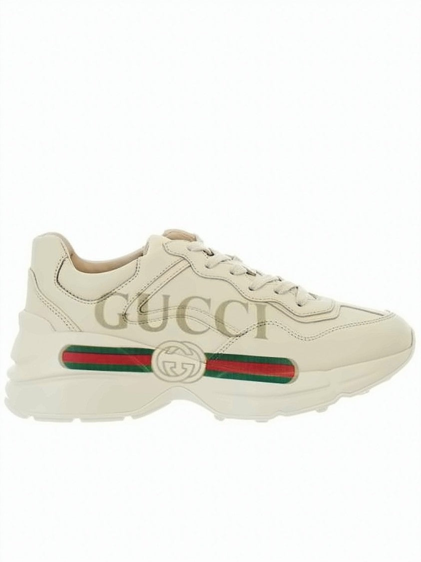 Gucci Chunky Creamy Beige Sneakers With Embossed Logo