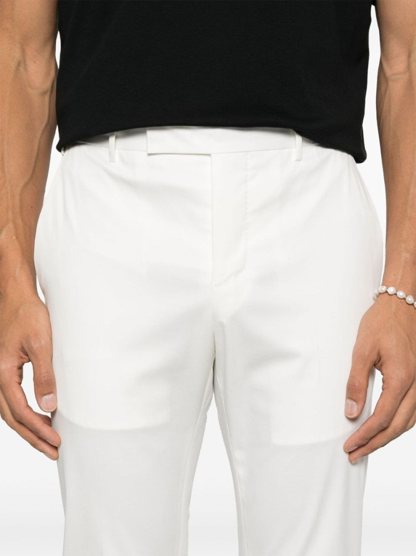 Pt Torino Tailored White Trousers With Concealed Fastening