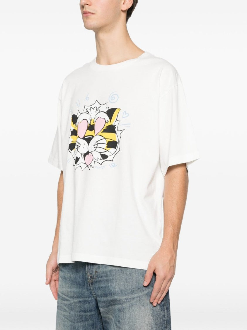 Kenzo Loose-Fitting Cartoon Tiger Silk T-Shirt