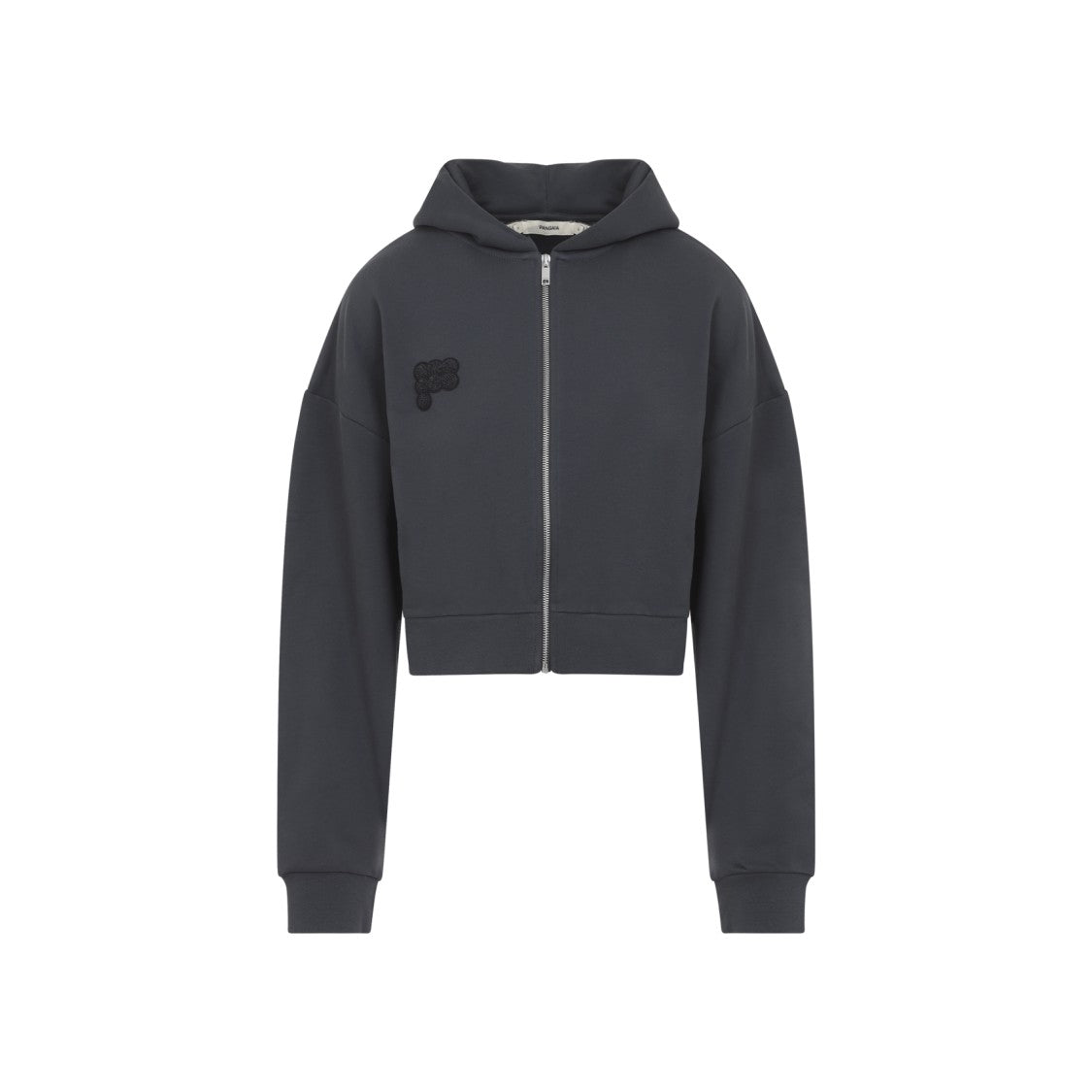 Pangaia Cropped Black Sweatshirt With Hood