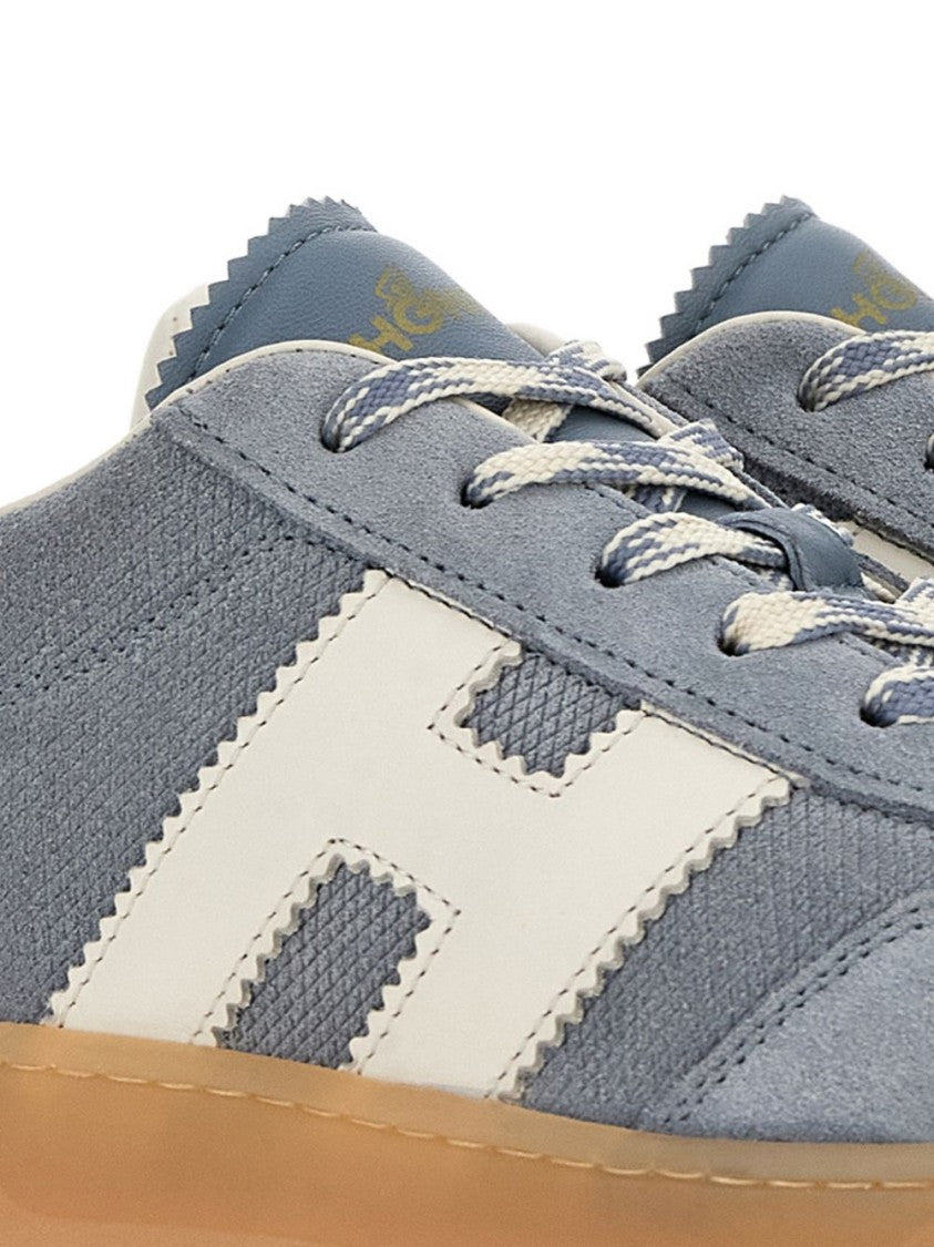 Hogan Lace-Up Suede Flats With Logo Accent And Gum Sole
