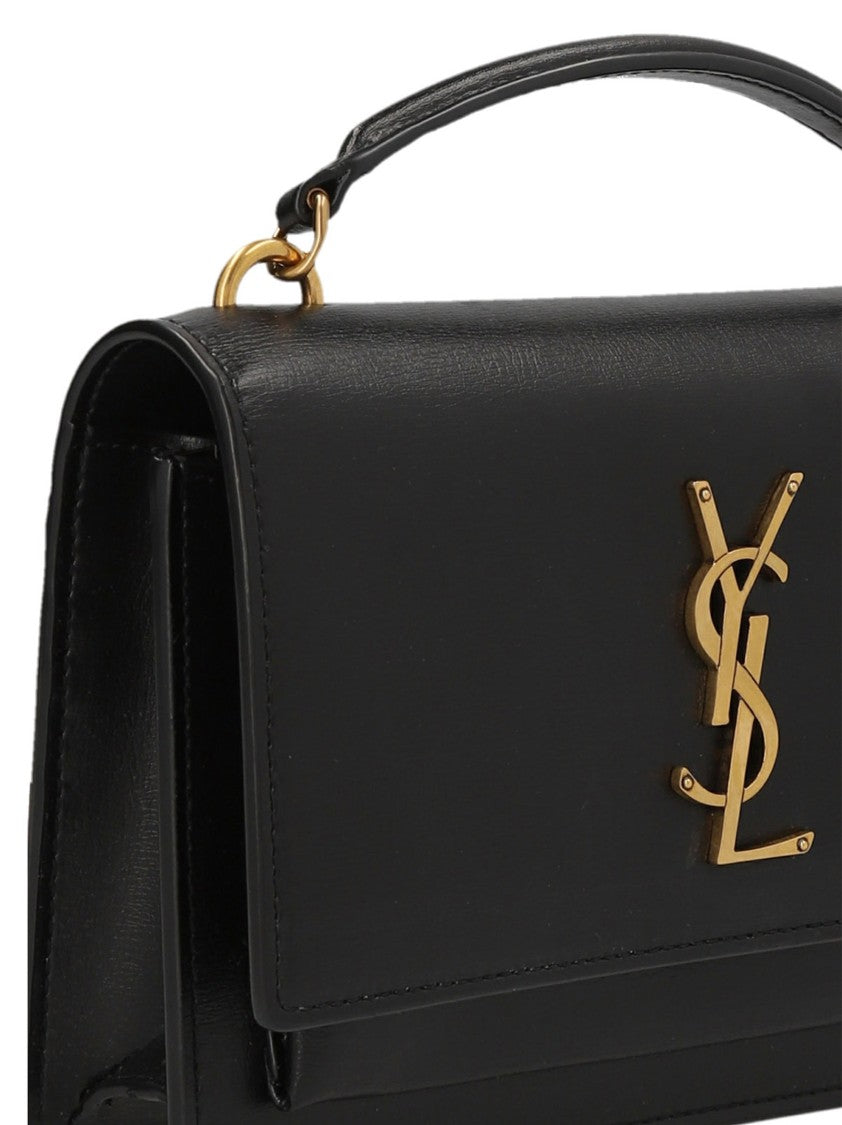 Saint Laurent Rectangular Black Leather Handbag With Chain Strap