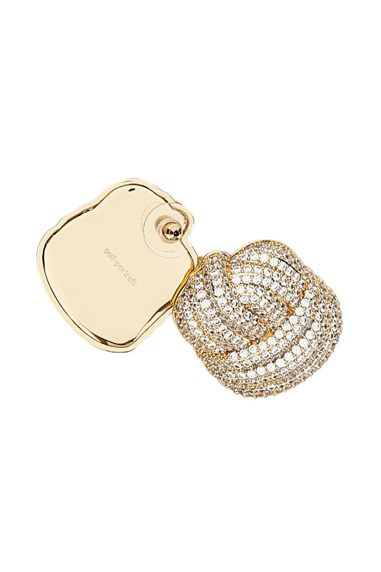 Self-Portrait Gold Crystal Knot Earrings