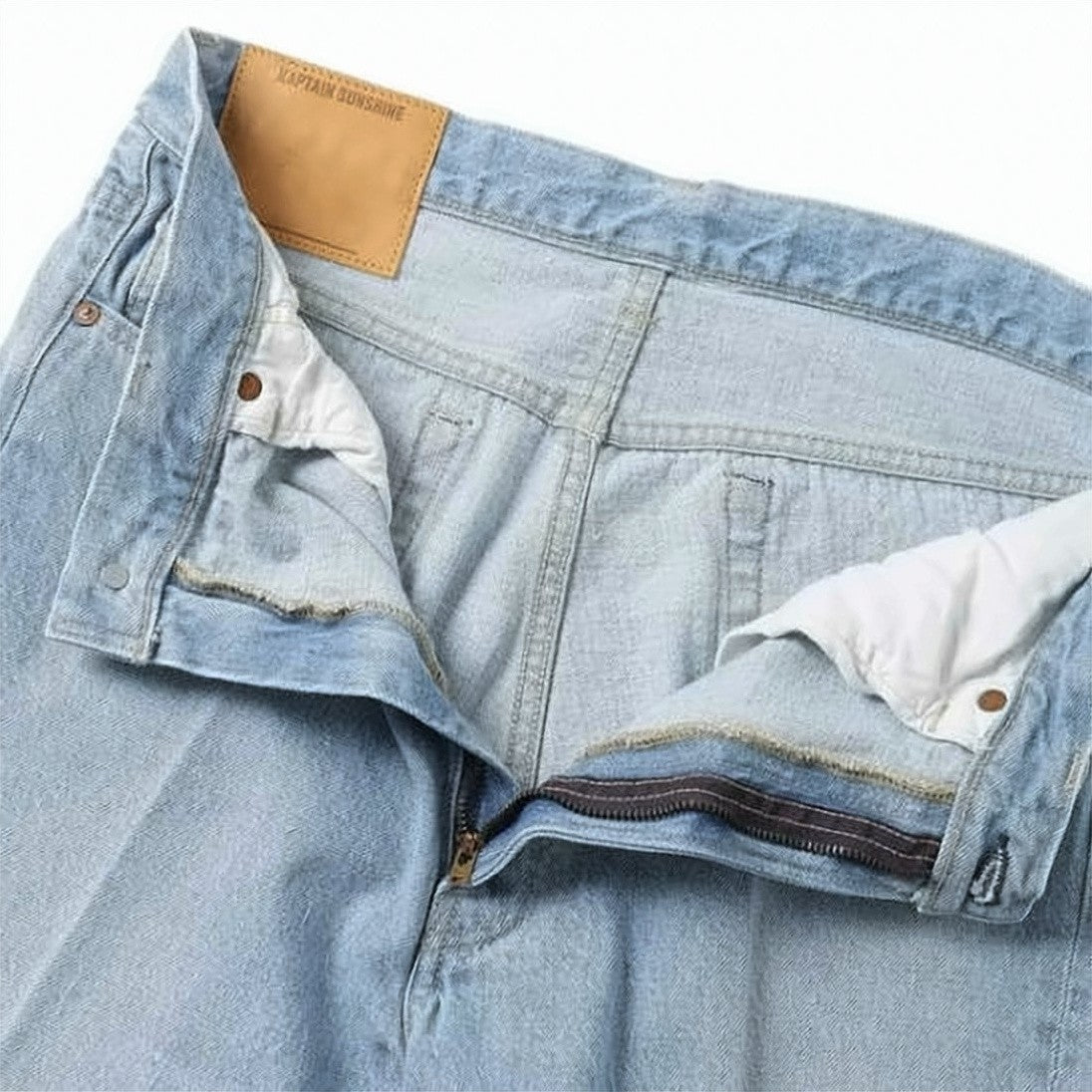 Kaptain Sunshine Light Blue Straight-Leg Denim Pants With Classic Five-Pocket Design