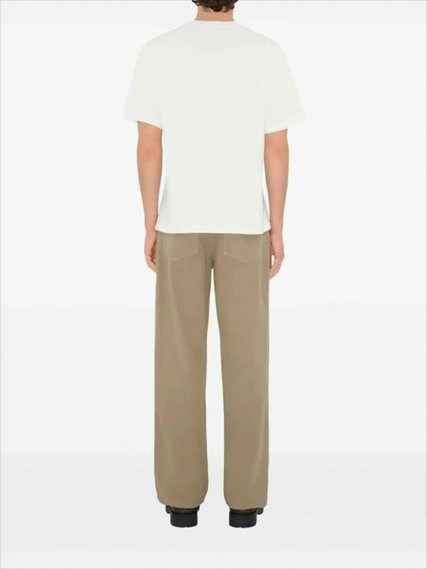 Burberry White Cotton T-Shirt With Golden Crest Emblem