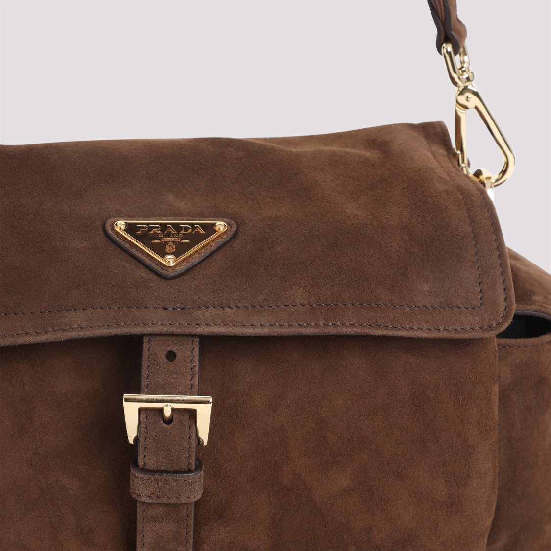 Prada Cocoa Brown Suede Calf Leather Pattina Handbag