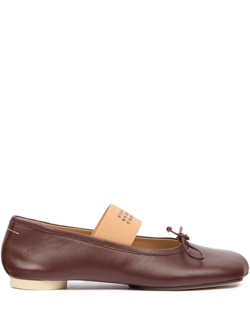 Mm6 By Maison Margiela Brown Leather Flats With Bow Detail