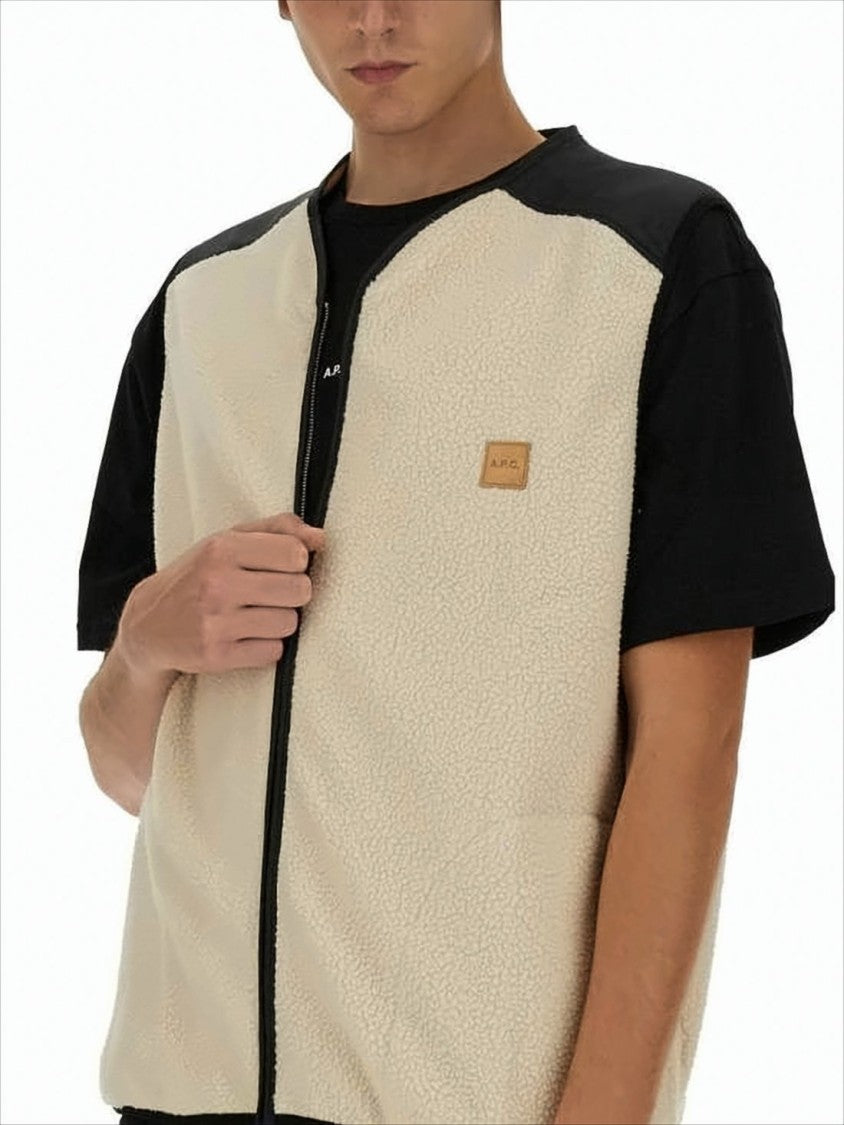 A.P.C. Textured Fleece Vest With Zip-Up Front