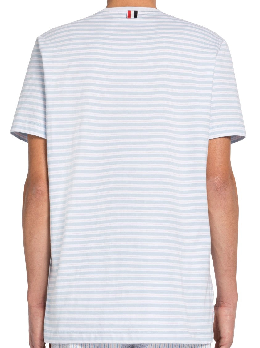 Thom Browne Short-Sleeve T-Shirt With Tricolor Pocket Detail