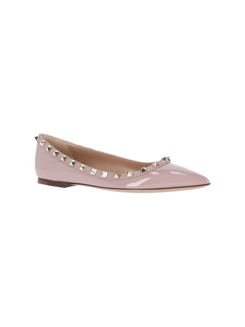 Valentino Garavani Pink Rockstud Patent Leather Pointed Flats