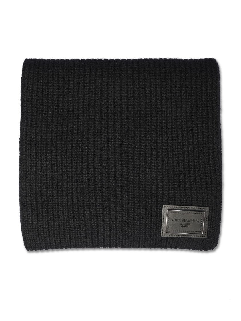 Dolce & Gabbana Grey Ribbed Wool Scarf