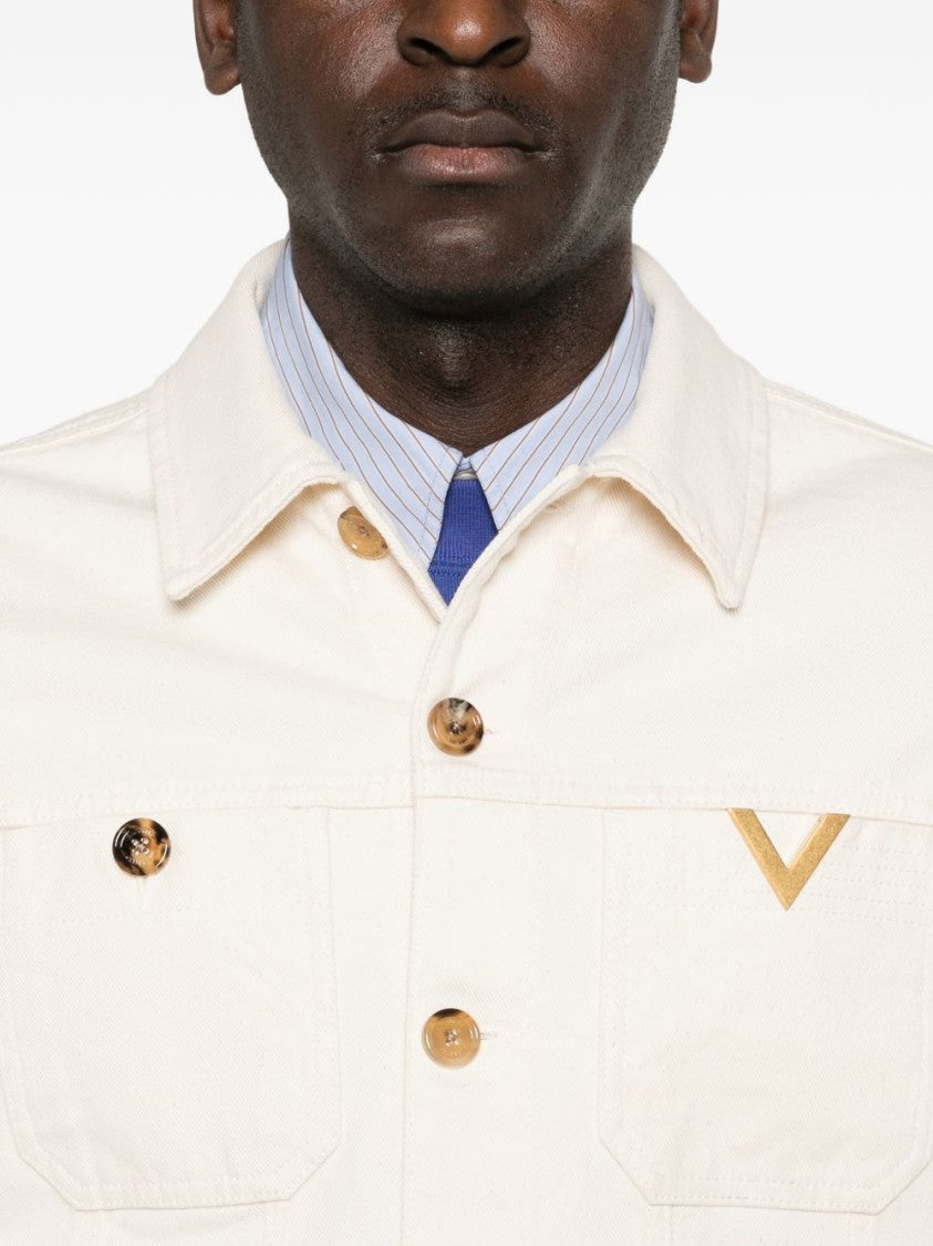 Valentino Garavani Cropped White Jacket With Classic Collar