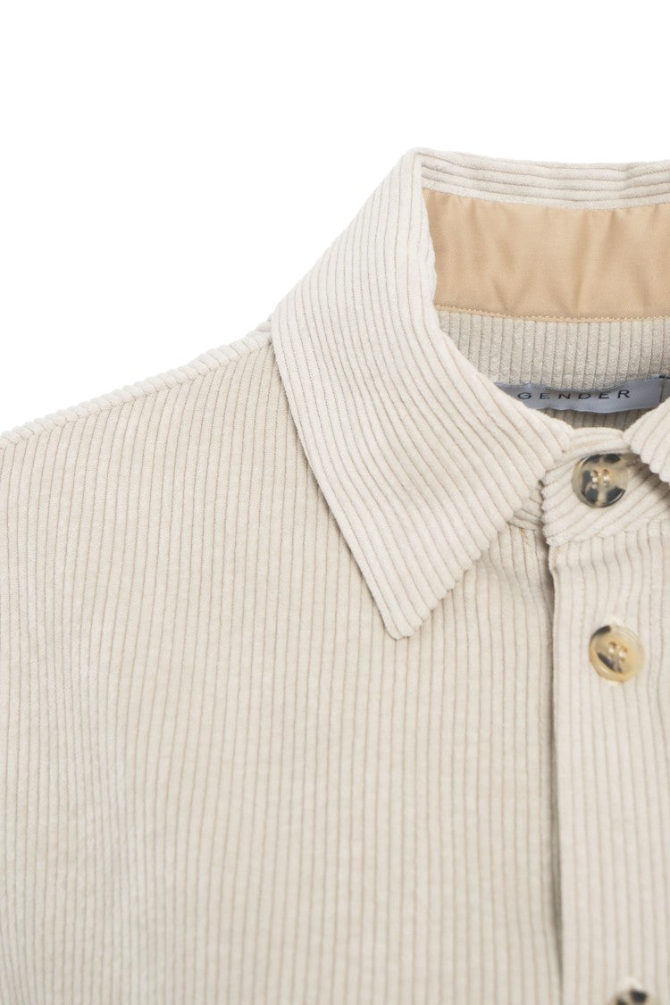 Gender Textured Corduroy Blouse With Classic Collar