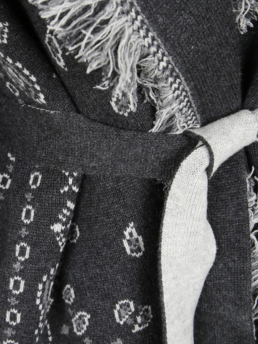 Alanui Bandana Jacquard Cashmere Cardigan With Fringed Edges