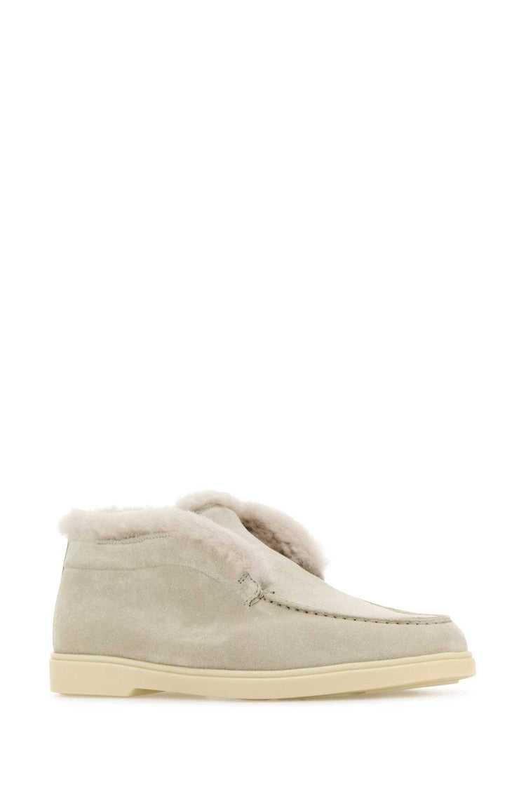 Santoni Chalk Suede Ankle Boots