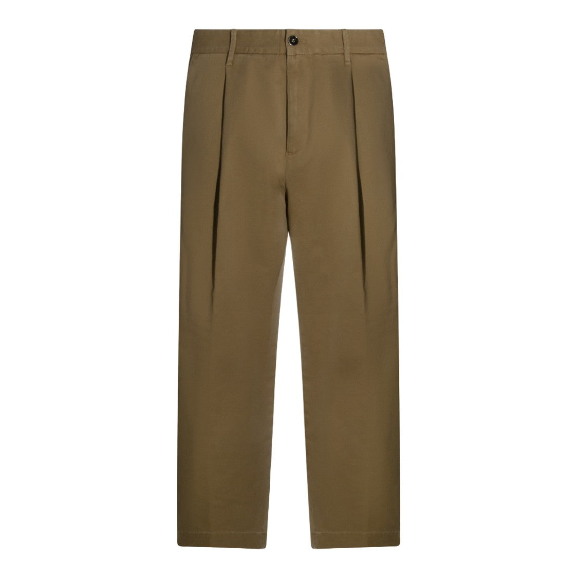 Nine In The Morning Brown High-Waist Trousers With Pleated Front