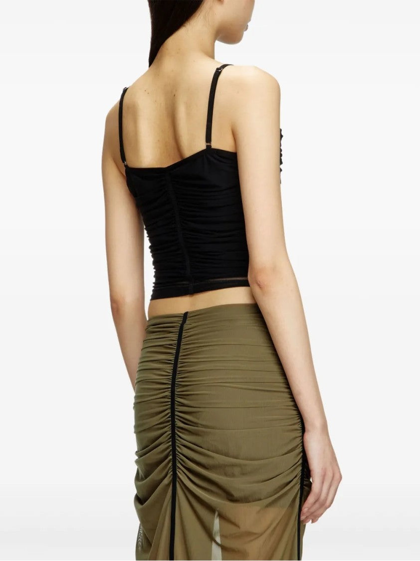 Diesel Fitted Black V-Neck Top