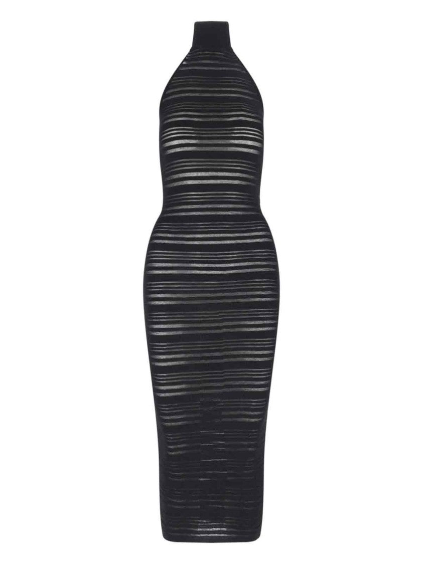 Andreâdamo Ribbed Knit Midi Dress – Black