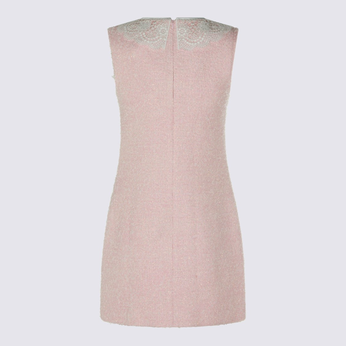 Self-Portrait Pastel Pink Mini Dress With Lace Collar And Bow Details
