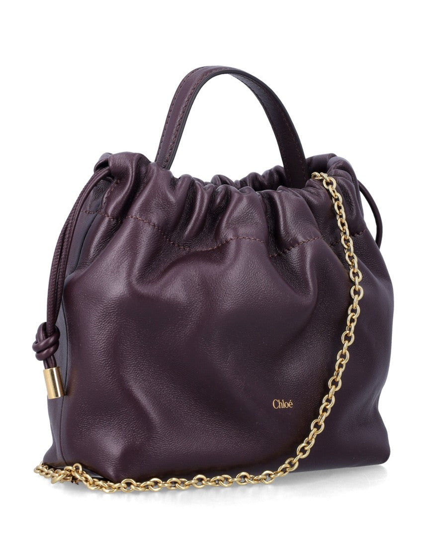Chloé Mini Icons Nappa Shoulder Bag With Gold-Tone Chain And Drawstring Closure