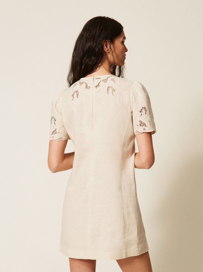 Twin-Set Short Mini Dress With Puffed Sleeves