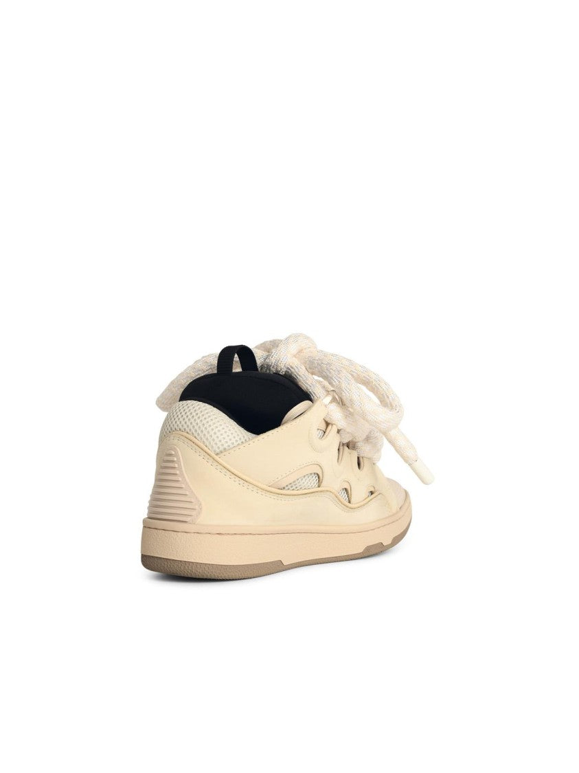 Lanvin Curb' Beige Leather Blend Sneakers