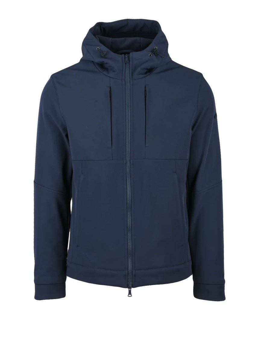 Paul & Shark Softshell Fleece Jacket With Adjustable Hood And Zippered Pockets
