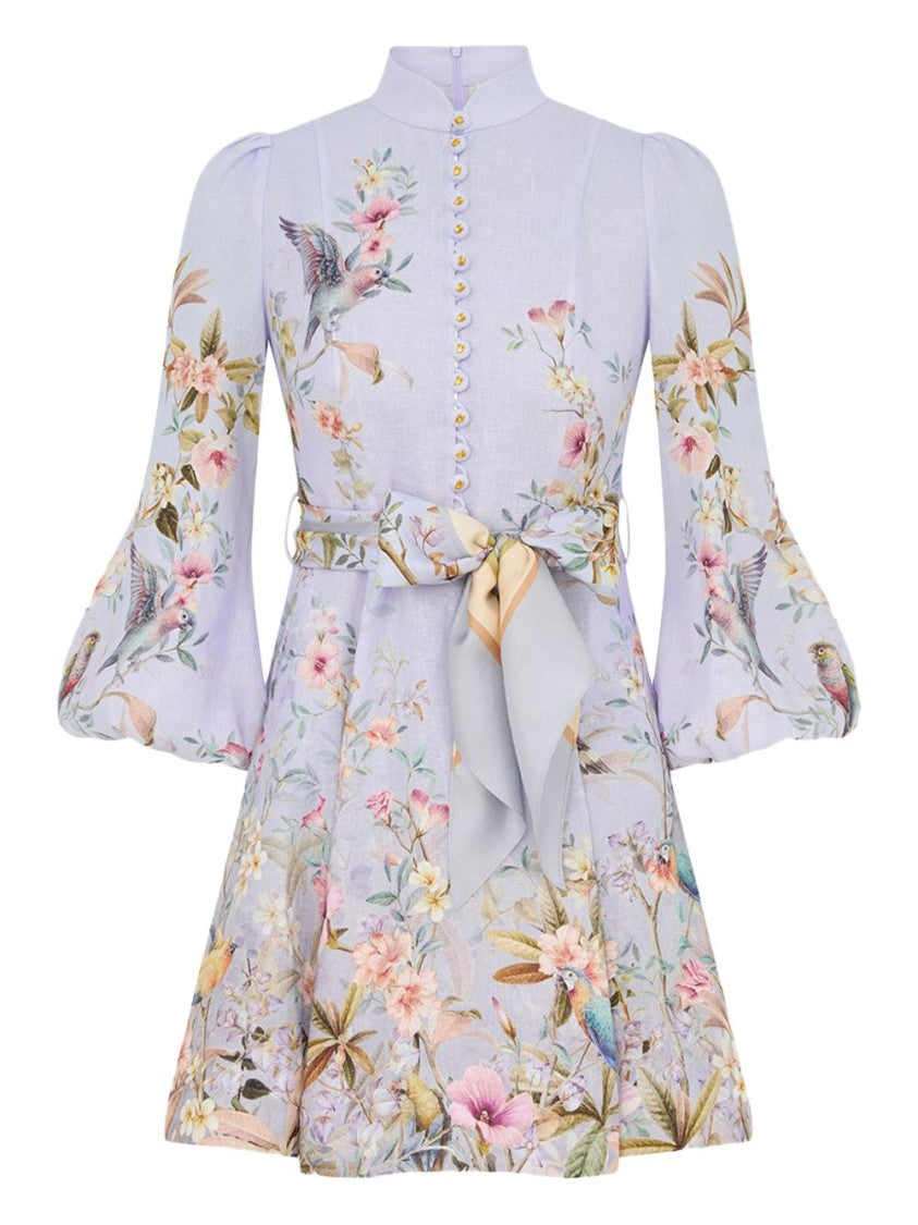 Zimmermann Flared Mini Dress With Floral
