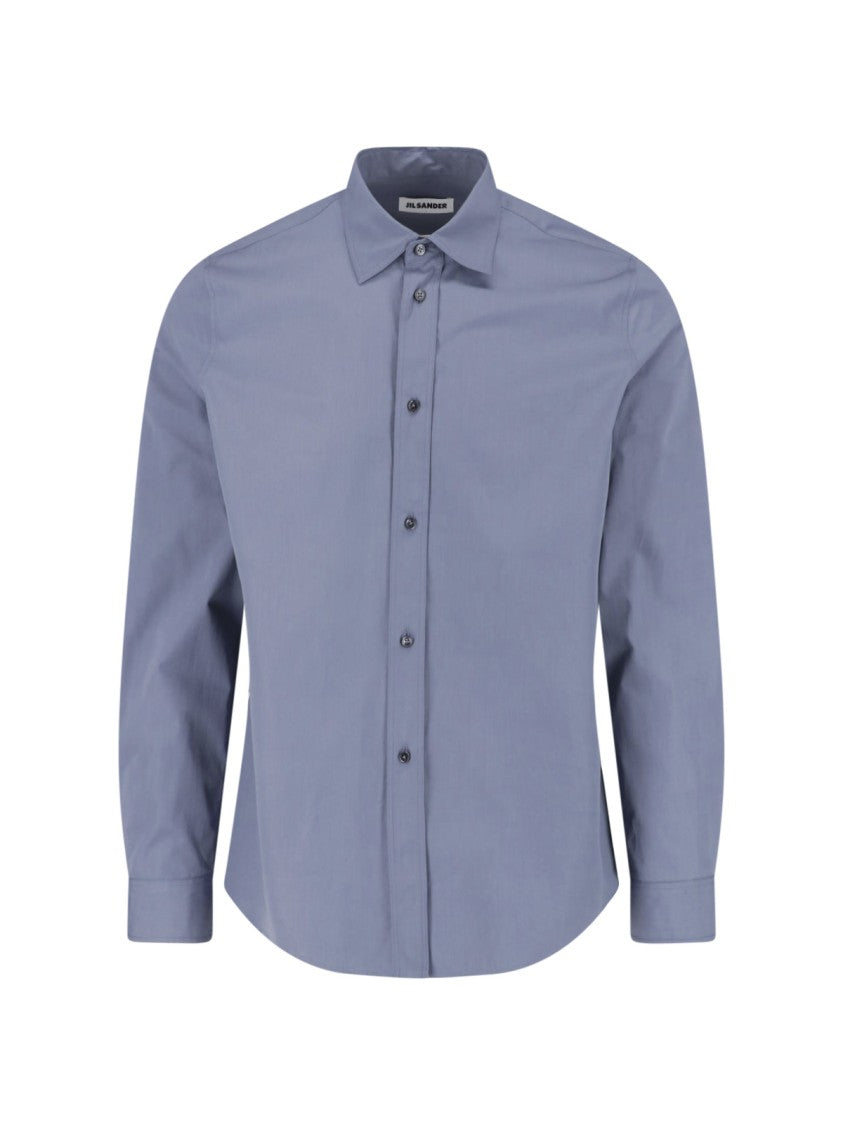 Jil Sander White Minimalist Curved Hem Cotton Shirt