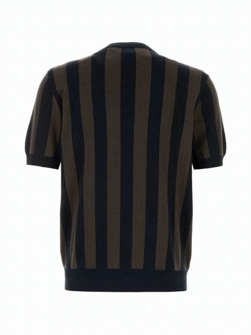 Fendi Short-Sleeved Striped Sweater With Ribbed Details