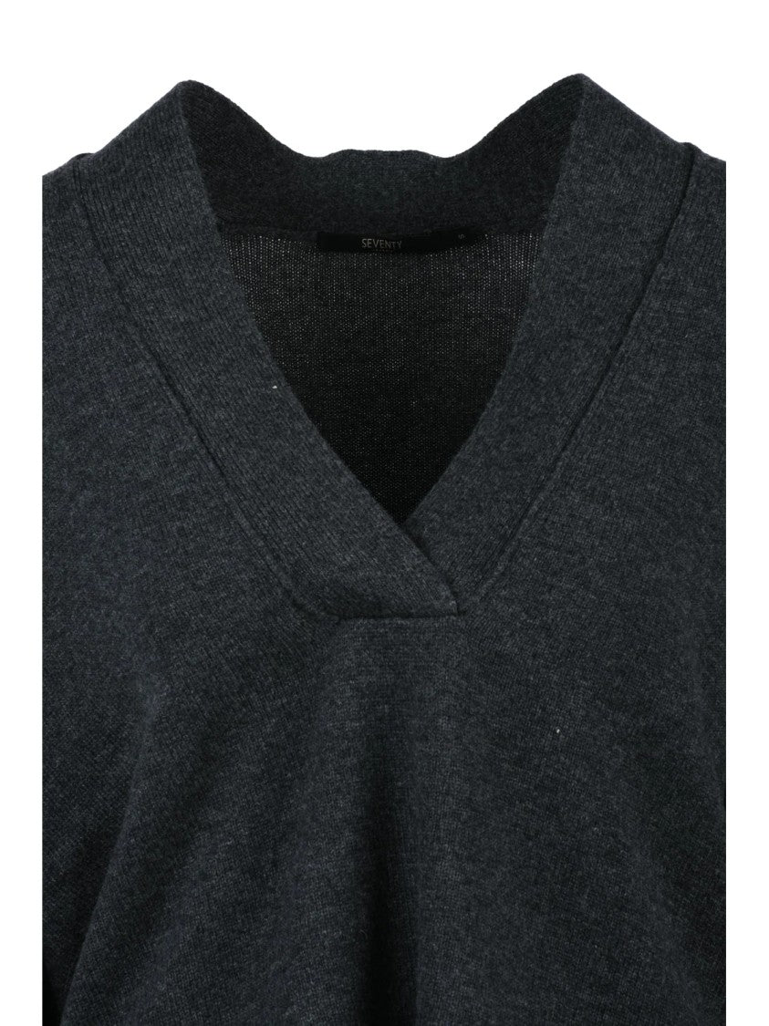 Seventy Wool Cashmere V-Neck Sweater With Ribbed Detailing