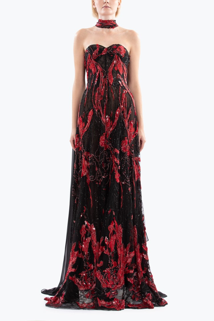 Saiid Kobeisy Embroidered Strapless Dress