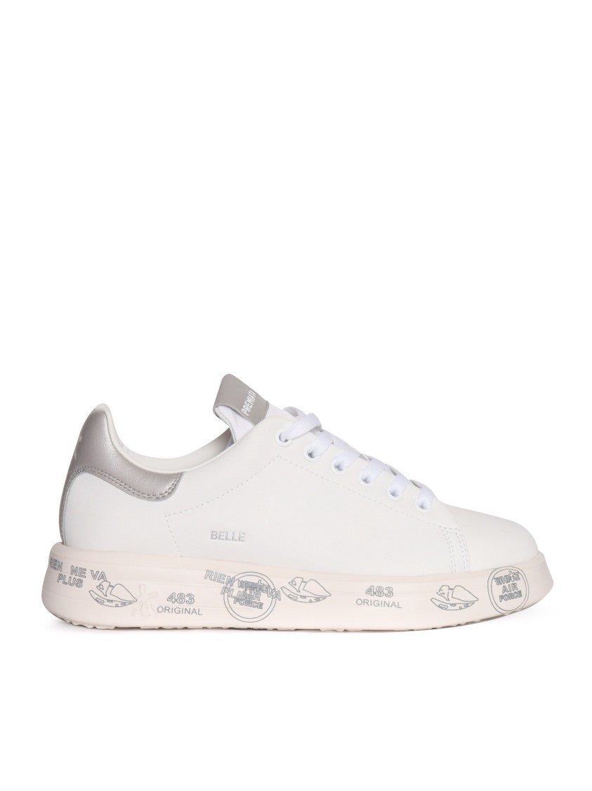 Premiata White Sneakers With Metallic Heel Accent