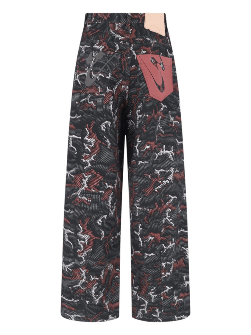 Pdf Black Abstract Pattern Wide-Leg Trousers