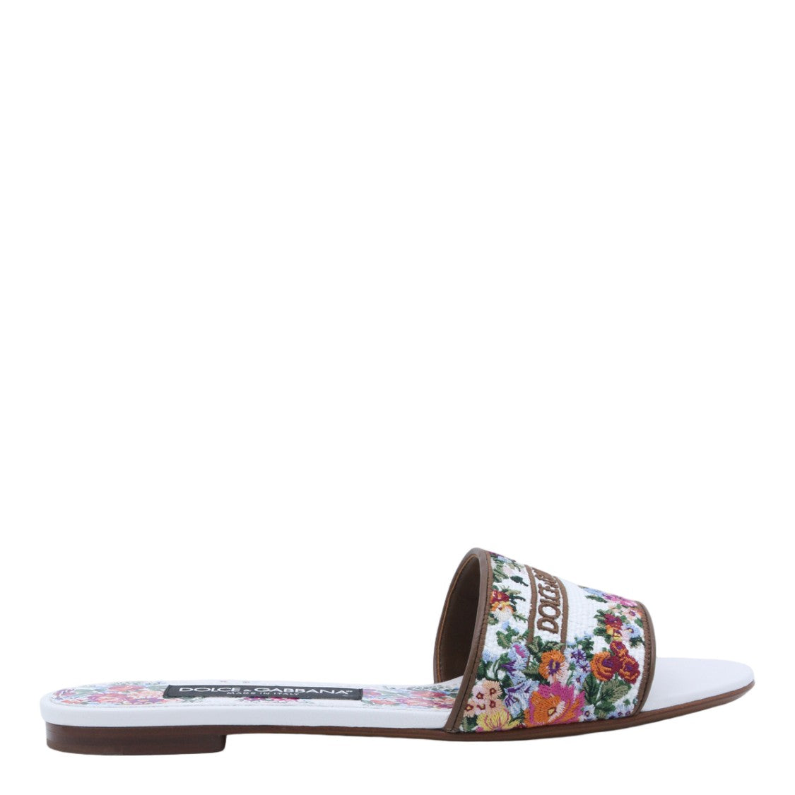 Dolce & Gabbana Floral-Embroidered Slide Flats
