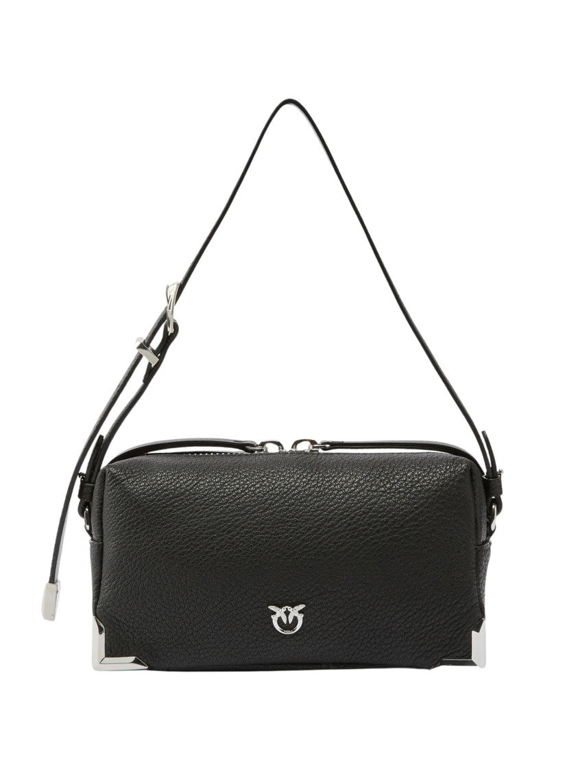 Pinko Compact Pebbled Sheepskin Shoulder Bag With Adjustable Strap